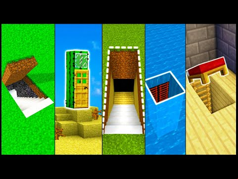 5 Minecraft Secret Base Entrances! - Build Hacks and Ideas (Easy Tutorial)